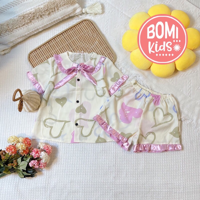 [ 15Kg - 35KG ] Đồ Bộ Bé Gái Pijama Lụa Cao Cấp Tay Ngắn