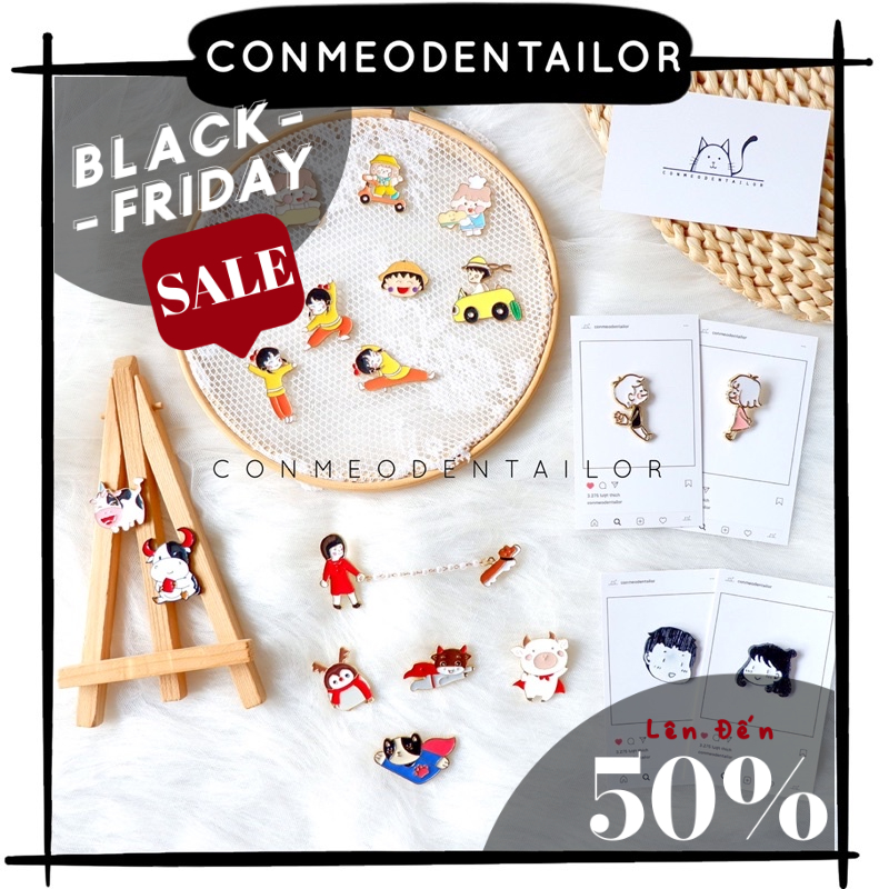 Ghim cài hình cô gái couple trang trí balo túi áo CONMEODENTAILOR