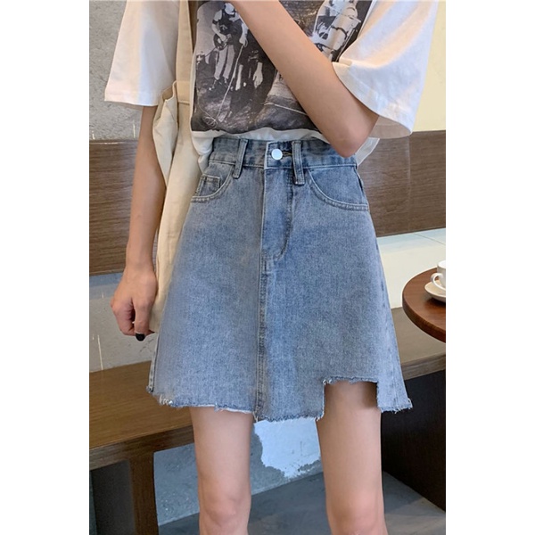 Chân váy jean Chữ A Lưng Cao Thiết Kế Mới Thời Trang Mùa Hè Dành Cho Nữ