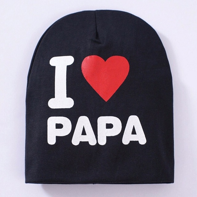 MŨ I LOVE PAPA I LOVE MAMA CHÙM ĐẦU THỜI TRANG, GIỮ ẤM CHO BÉ