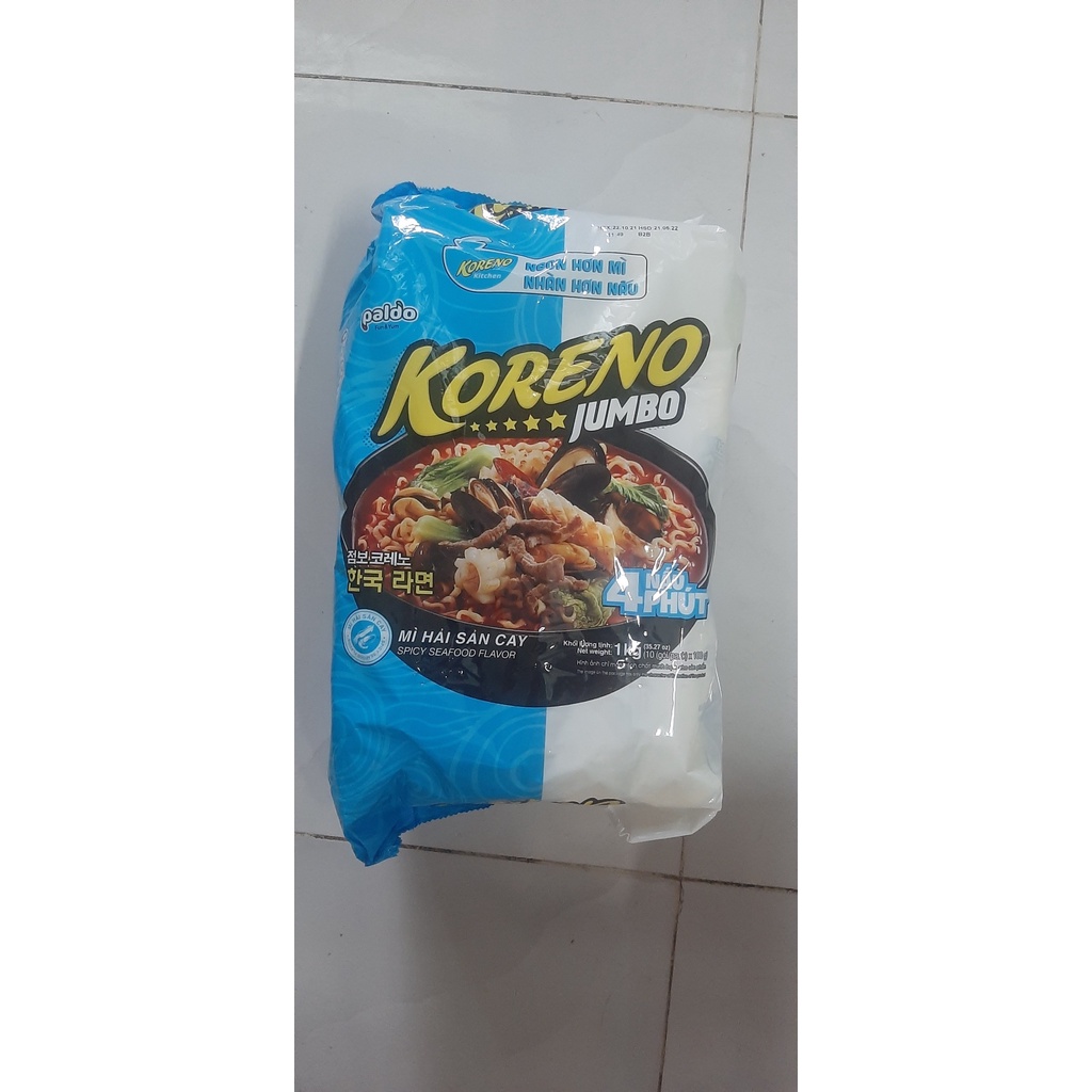 MÌ Ăn Liền KORENO JUMBO HÀN QUỐC 1KG GÀ/ TÔM/ BÒ CAY/ KIM CHI/ NẤM/ HẢI SẢN CAY