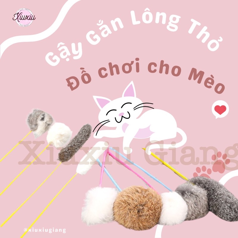 Gậy Đồ Chơi Cho Thú Cưng Có Gắn Lông Thỏ