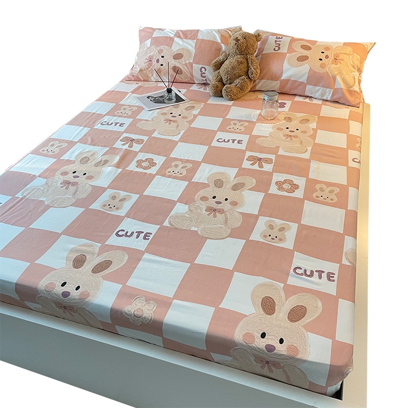 Bộ chăn ga gối Cotton Poly mẫu Thỏ hồng chất liệu mềm đẹp thấm hút tốt