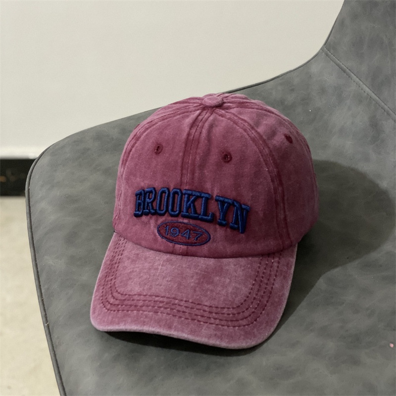 Mũ Lưỡi Trai Mềm Mại Thêu Chữ Phong Cách Retro Mỹ