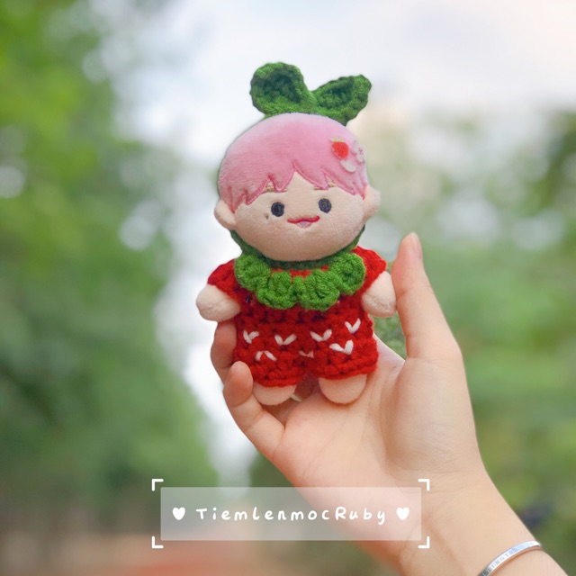 Yếm len + cài lá cho doll 10cm,15cm,20cm
