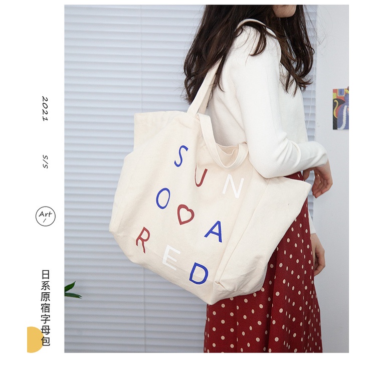 Túi Vải Tote Size Lớn Phối Chữ SUN Chất Đẹp L1900