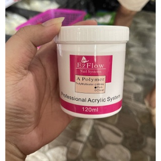 Bột đắp móng ezflow 120ml chính hãng - polymer nail powder đủ 3 màu white, pink, clear