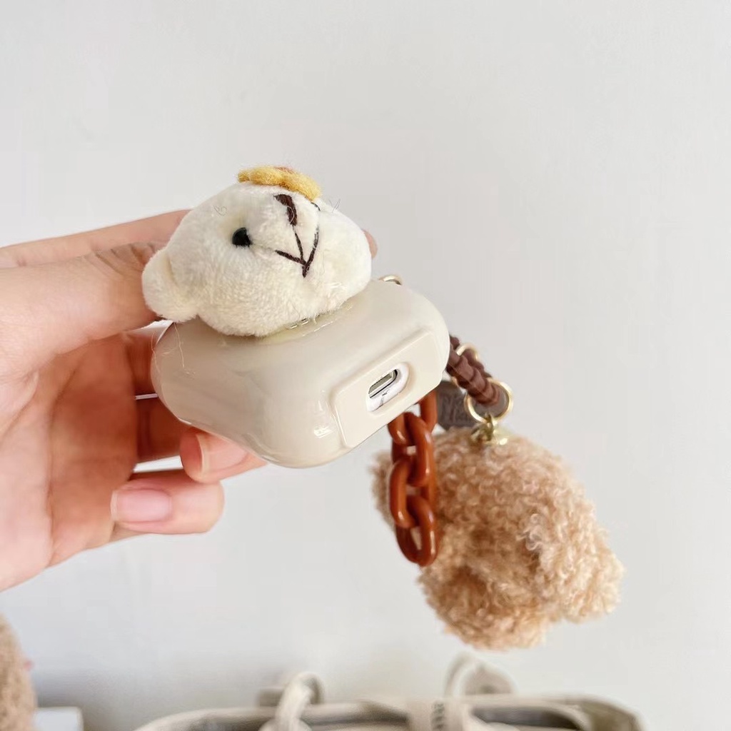 Vỏ bảo vệ hộp sạc tai nghe Airpods 1/2 Pro bằng TPU mềm đính chú chó bông xinh xắn