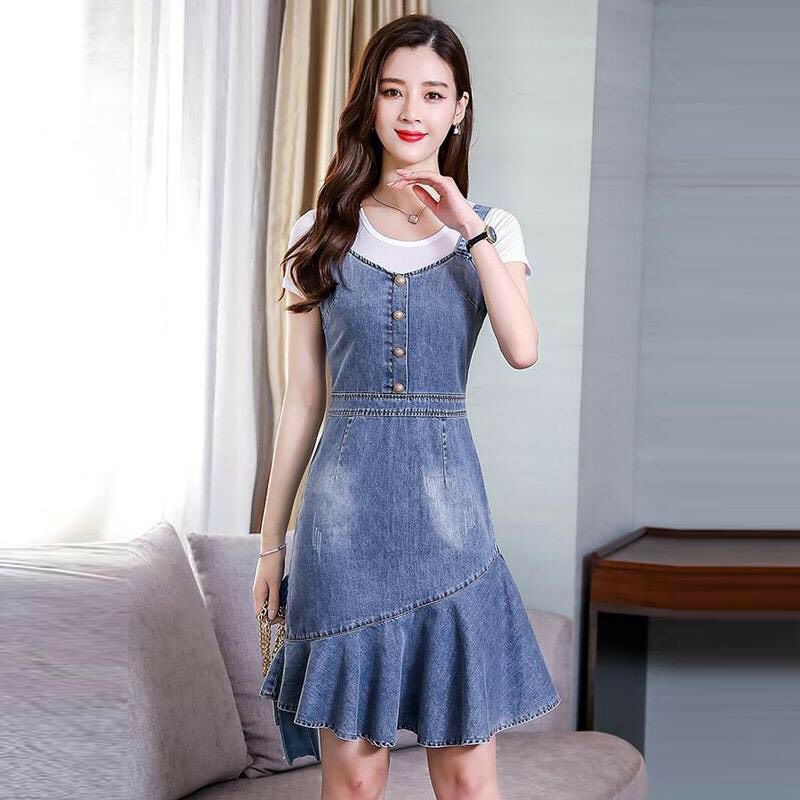 Đầm Yếm Jean Đuôi Cá Có Size XXL