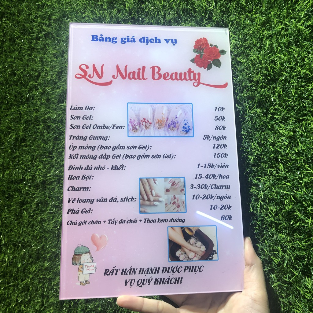 Menu hoặc Bảng giá cho tiệm Nail, Spa - Thiết kế bảng giá theo yêu cầu của khách hàng