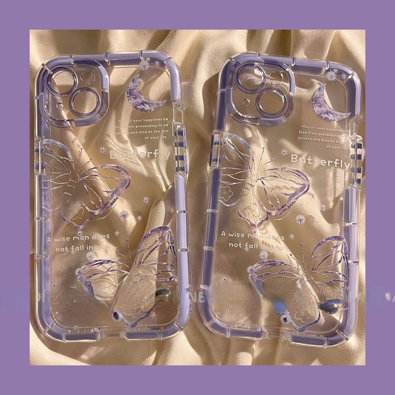 Ốp Điện Thoại Tpu Dạ Quang In Hình Bướm Tím Thần Tiên Cho iPhone 12 13 14 11 Pro Max X Xs Max Xr edrfh