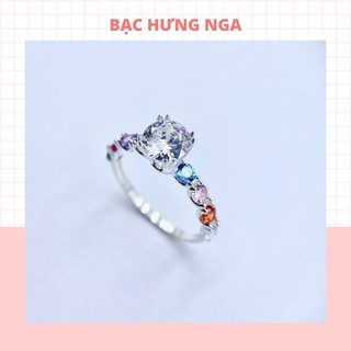 Nhẫn nữ bạc 925 HNJI đính đá ngũ sắc lung linh và sang trọng - HN 017