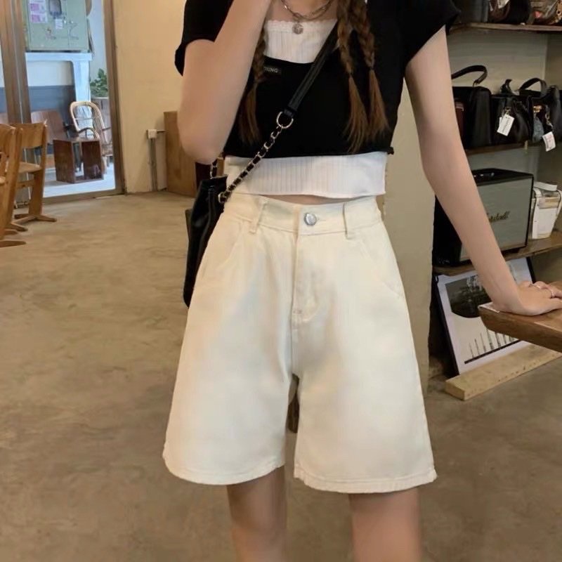 Quần Short Ngố Kaki Nữ Lưng Cao, Ống Rộng Có Bigsize