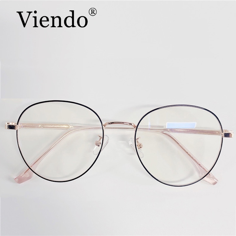 Gọng Kính cận thị kim loại VIENDO tròng tròn đổi màu chống ánh sáng xanh tia uv cao cấp thời trang cho nam nữ