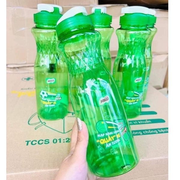 Bình nước nắp bật Milo 600ml tặng bé - bình nhựa Duy Tân 700ml cao cấp có dây treo