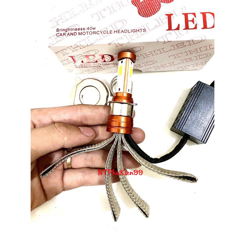 Đèn Pha Led 3 Tim Xe Máy Siêu Sáng Tản Nhiệt Đuôi Nhôm-CYT Chính Hãng 36W