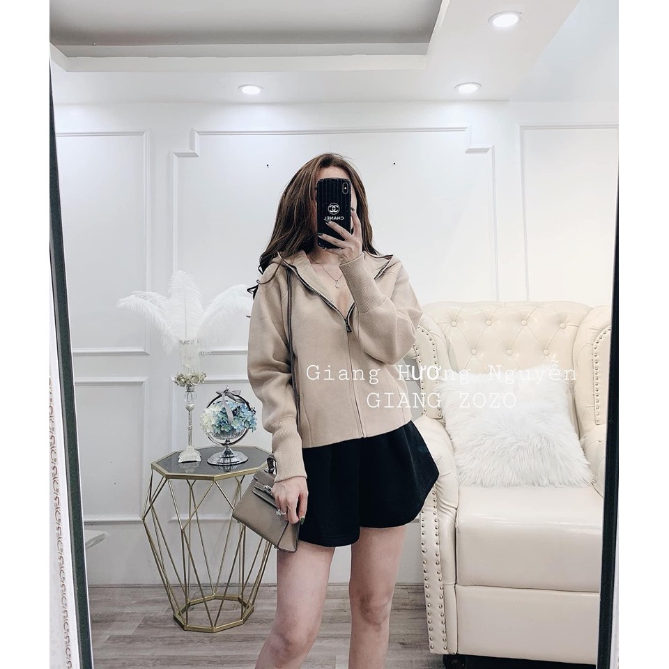 Áo Khoác dạ len Mũ khóa