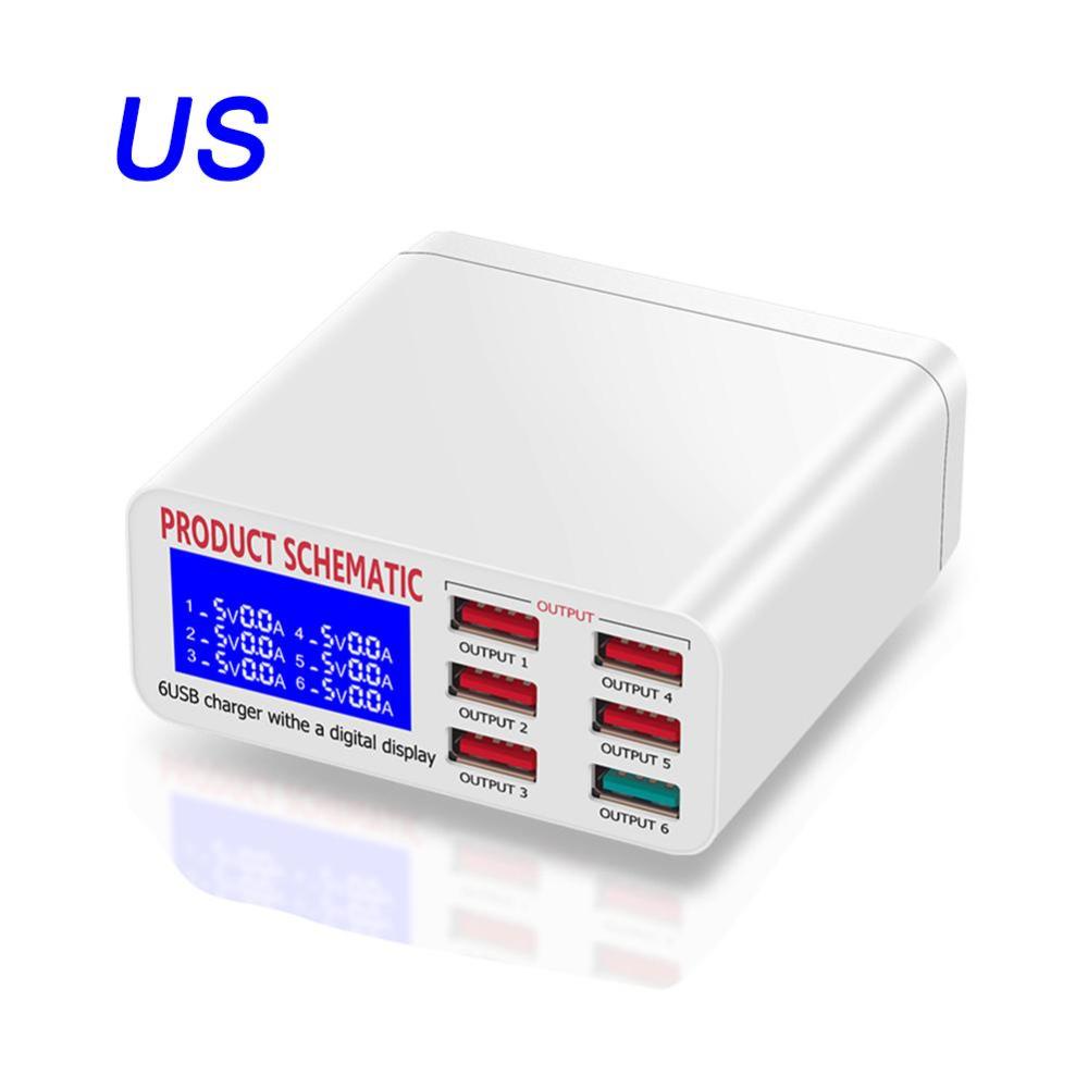 Củ Sạc Nhanh Thông Minh DIGIFOUNDER QC3.0 Với 6 Cổng USB Và Màn Hình LCD Cho Điện Thoại Thông Minh/Máy Tính Bảng G2K1