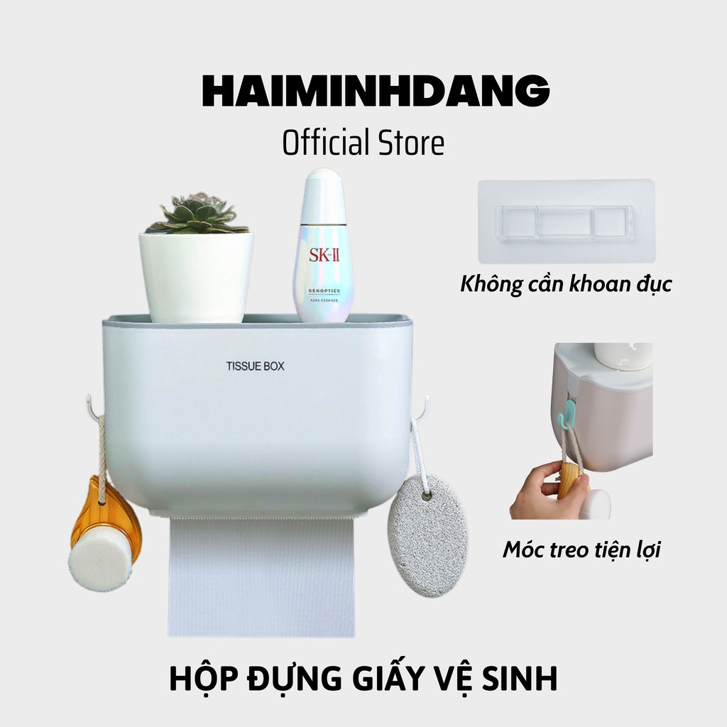 Hộp đựng giấy vệ sinh TISSUE BOX tiện dụng chống nước, hộp đựng giấy vệ sinh dán tường kèm kệ để đồ thông minh