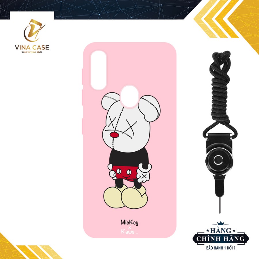 Ốp lưng Samsung A20/A30 chuột Mickey Kaws silicone dẻo (Tặng kèm dây đeo điện thoại)