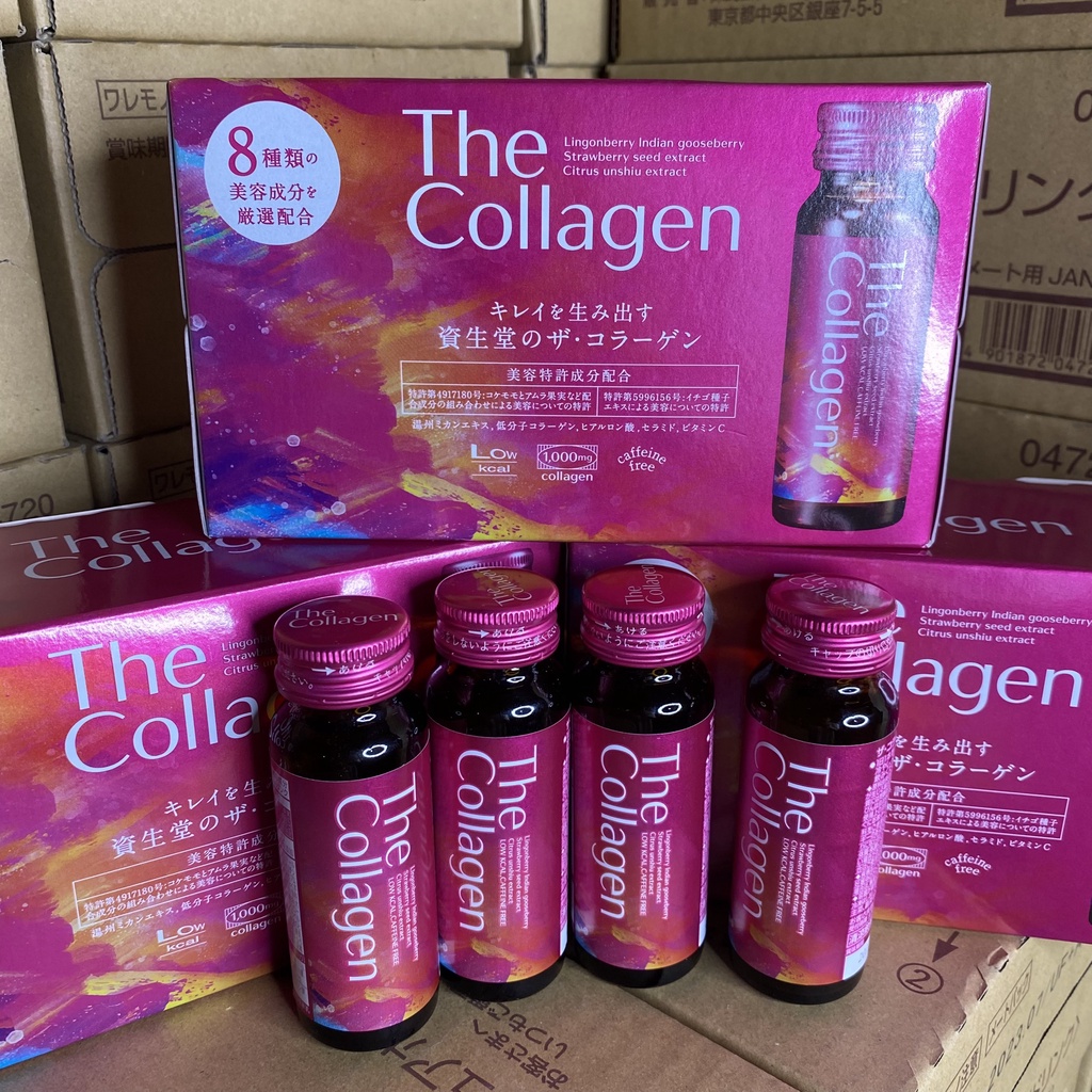 Nước uống The Collagen Shiseido Nhật Bản hộp 10 chai hỗ trợ sáng da, giảm lão hoá