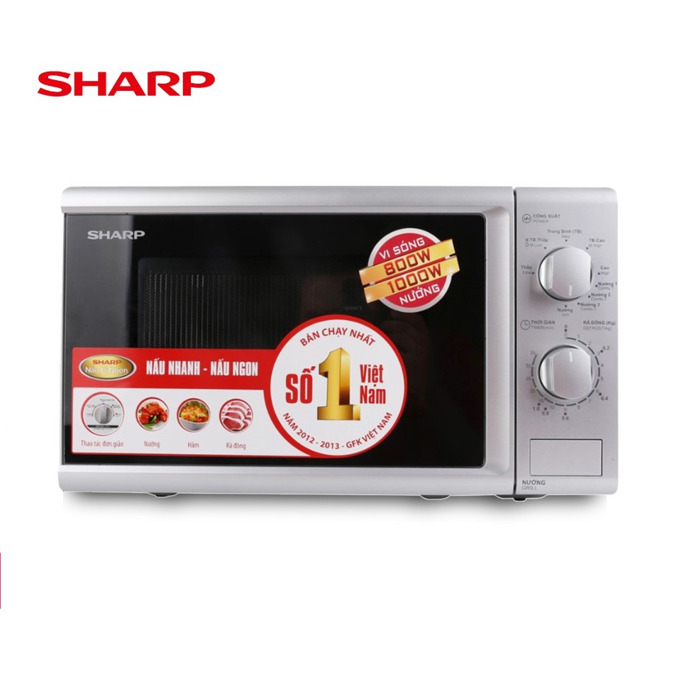 [Mã ELHADEV giảm 4% đơn 300K] Lò vi sóng Sharp R-G226VN-S Dung tích 20L, Công suất 800W Chính Hãng