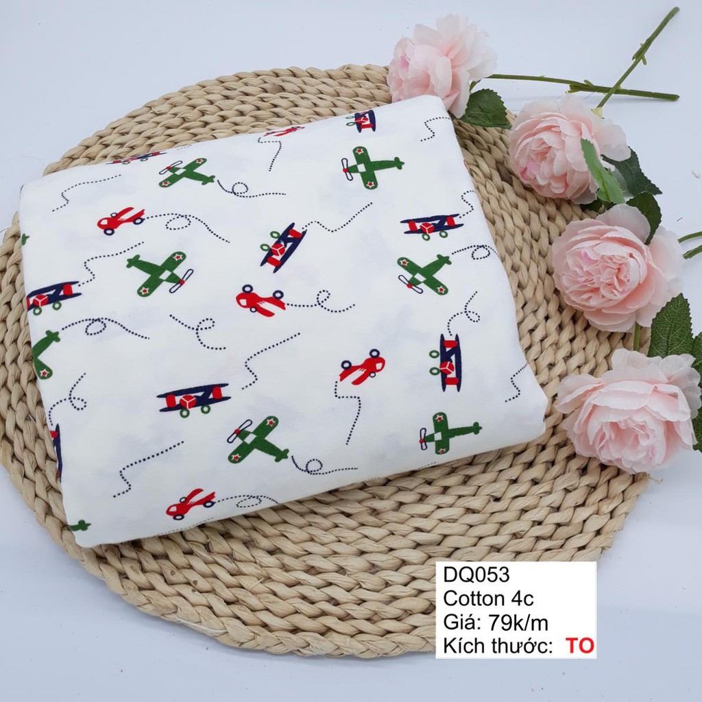 Vải cotton 100% tự nhiên - Vải cotton thun co giãn 4c - Vải mỏng may hè