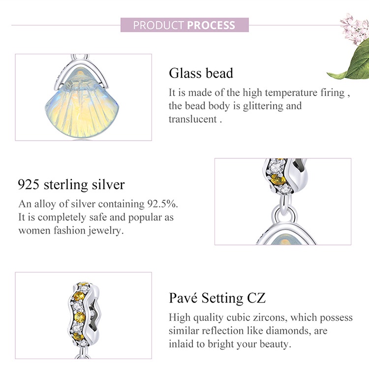 Mặt dây chuyền BAMOER SCC2211 hình vỏ sò bằng bạc 925 thời trang