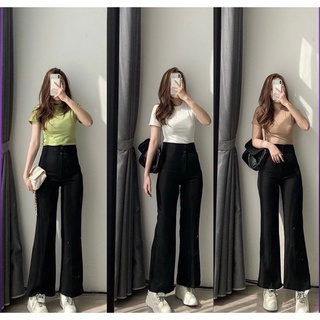 QUẦN ỐNG LOE LƯNG CAO 2 NÚT