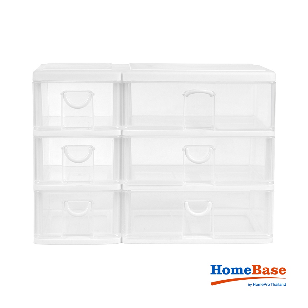 HomeBase KEYWAY Tủ nhựa mini để bàn 6 ngăn kéo CK556 Thái Lan W38.3xH27.5xD21cm màu trắng