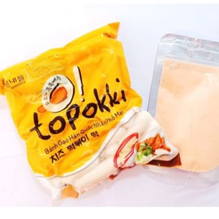 combo bánh gạo tobokki nhân phô mai kèm phô mai lắc Hàn Quốc