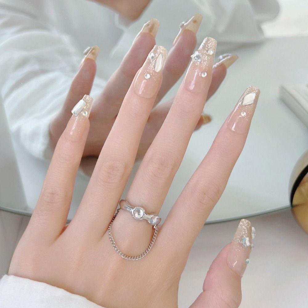 Set 24 Móng Tay Giả Màu Đen Gợn Sóng|Bộ Móng Tay Giả Trang Trí Nghệ Thuật