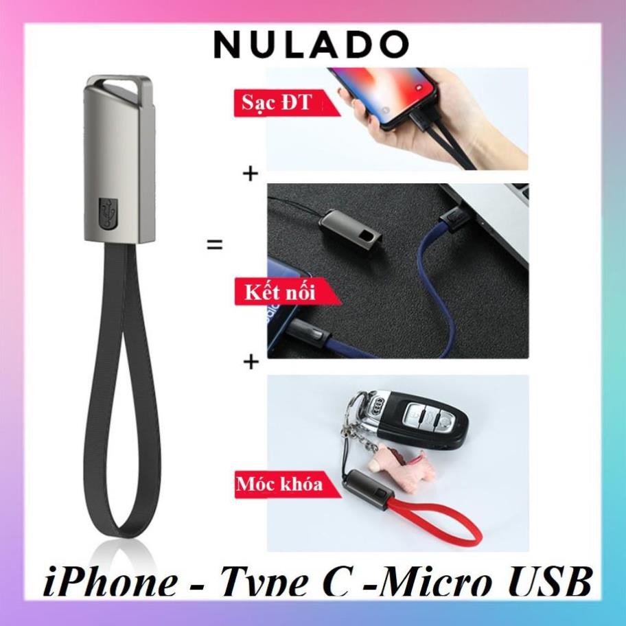 Cáp sạc iPhone Lightning – Type C – Micro USB loại ngắn 20 cm mẫu 2 NULADO
