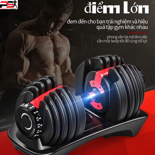 Tạ tay Dumbell 24kg điều chỉnh khóa số tự động,đa năng tạ đơn Cao Cấp