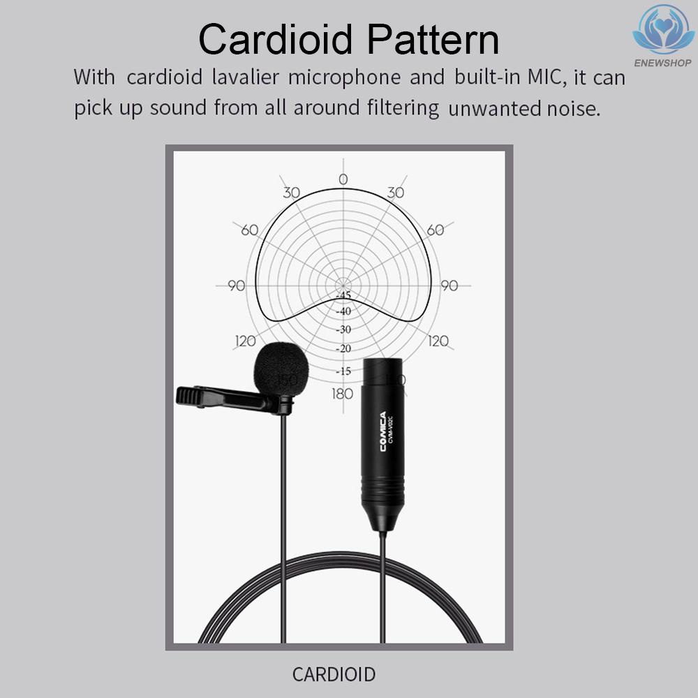 【enew】COMICA CVM-V02C Cardioid Lavalier Lapel Microphone Condenser Mic XLR Plug Supports 48V Phantom Power Compatible with Camcorders Video Recording