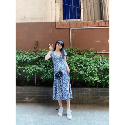 Đầm vintage đầm hoa blackpink jisoo Hàn Quốc vocation Maxi Dresses
