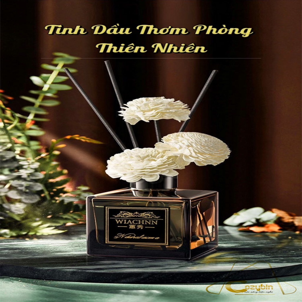 Tinh dầu thơm phòng thiên nhiên WIACHNN 50ml decor phòng ngủ bàn làm việc khử mùi ô tô màu đen sang trọng