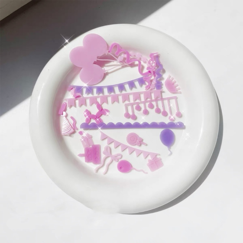 Sa Khuôn Silicon Làm Móc Khóa Hình Dải Màu Và Bong Bóng DIY