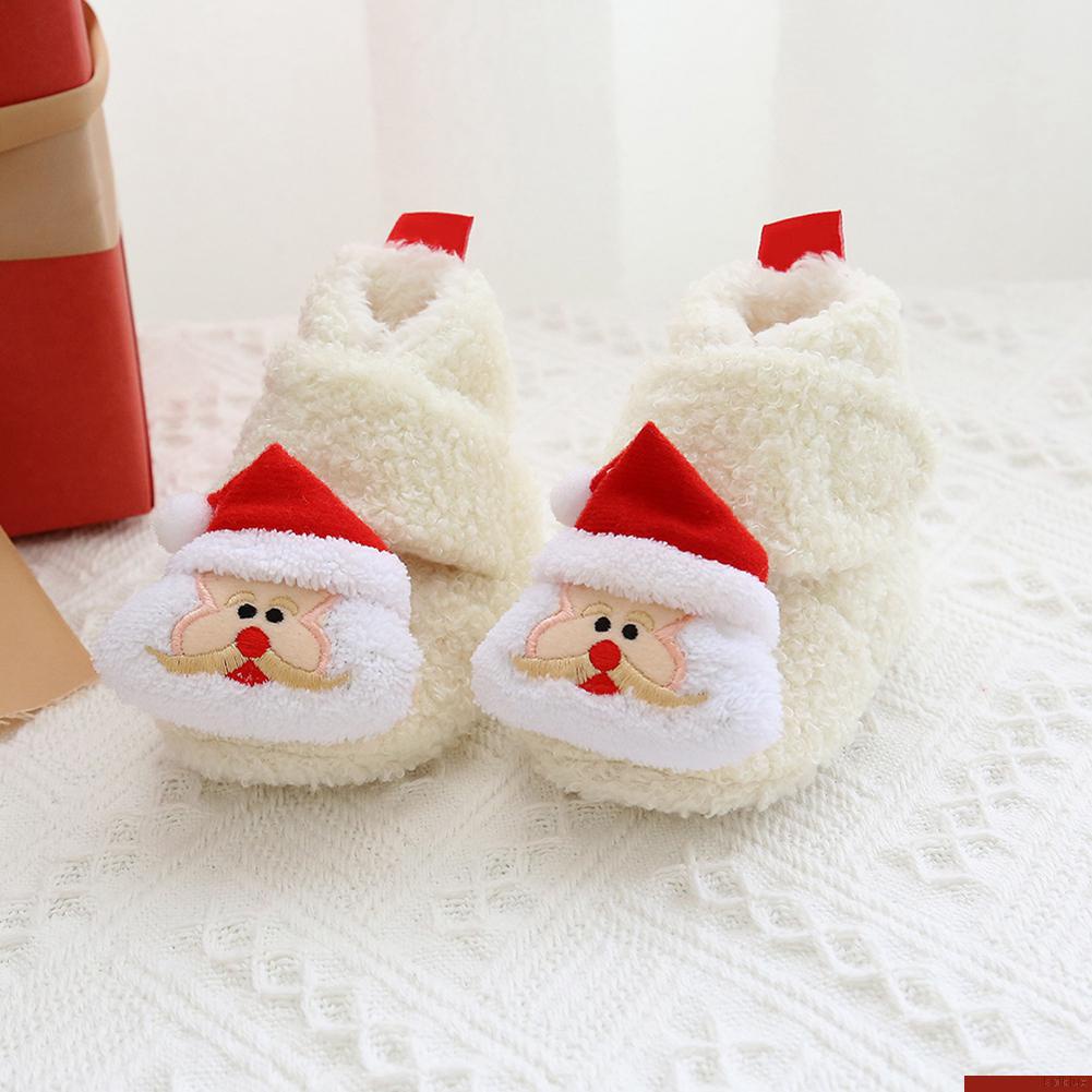 Đôi giày bốt lót lông họa tiết giáng sinh cho bé 0-18 tháng tuổi độc đáo
