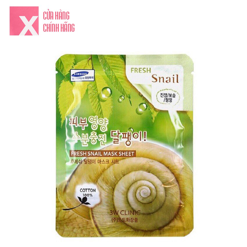 Mặt Nạ Dưỡng Chất Collagen Ốc Sên 3W Clinic Fresh Snail Mask Sheet 23ml