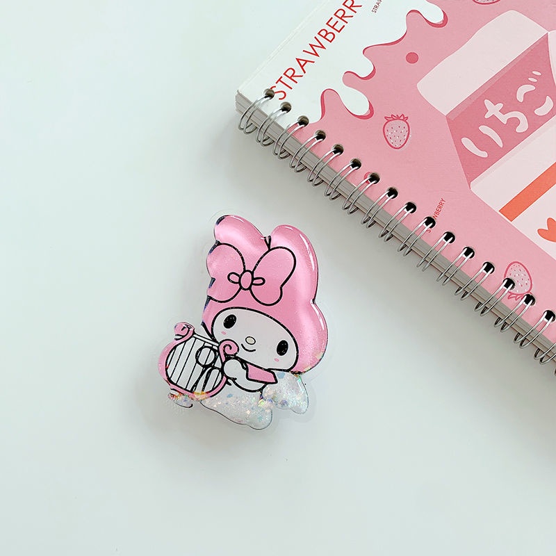 Fashion Cute and Flexible Foldable Quicksand Into The Oil Bag Cartoon Girl Ins Phone Holder with Liquid and Flash Personality Creative Holder