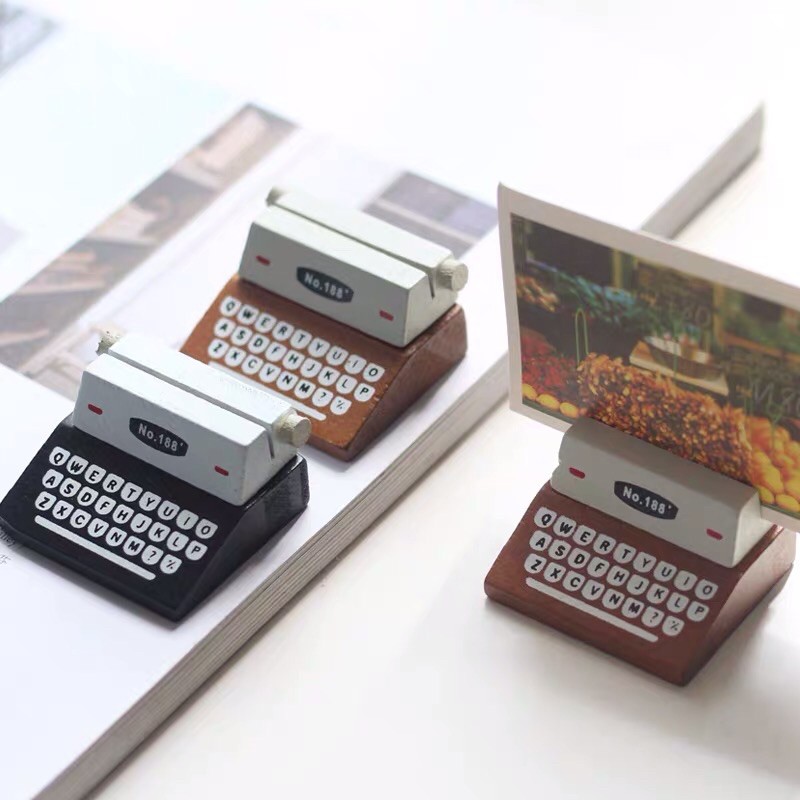 Giá để note cổ động hình máy đánh chữ vintage để decor bàn học độc đáo