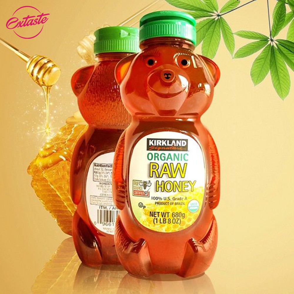 Mật ong nguyên chất Kirkland Signature Raw Organic Honey Bear 680gr