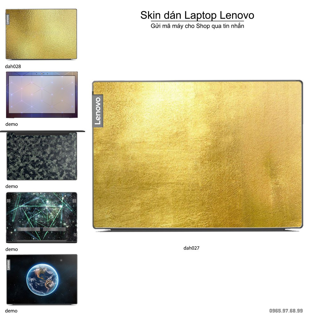 Skin dán Laptop Lenovo in hình vân vàng (inbox mã máy cho Shop)