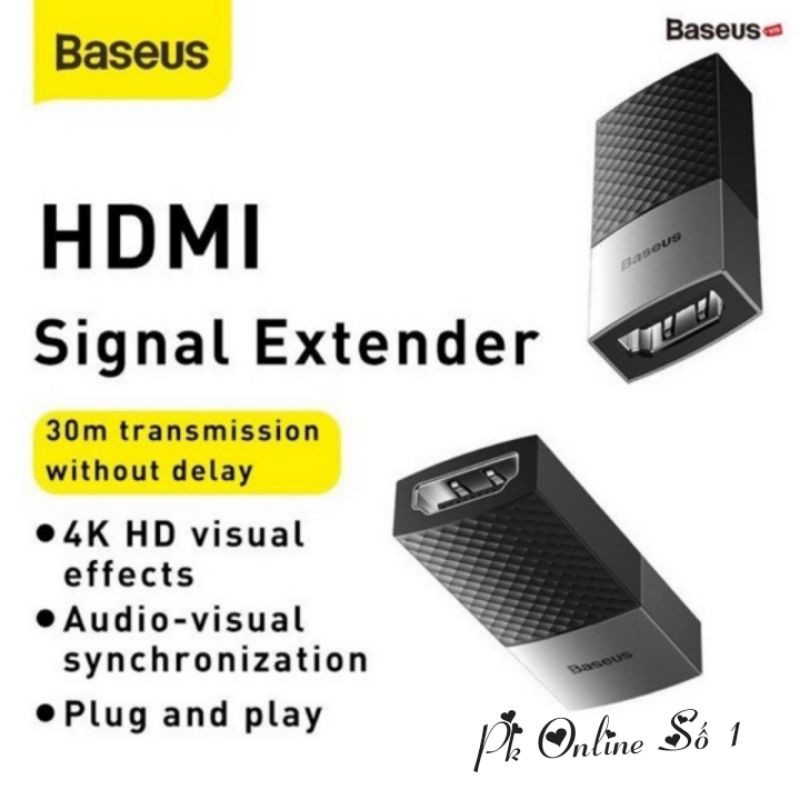 [Mã ELFLASH5 giảm 20K đơn 50K] Đầu nối dài cổng HDMI Baseus HDMI Signal Extender (support 4K Video, chống nhiễu)