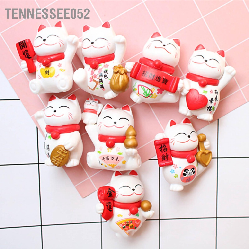 Tennessee052 Trang trí Mèo may mắn Vẫy cánh tay Tài lộc PVC Bức tượng nhỏ động vật để trang nội thất 8 chiếc trong bộ
