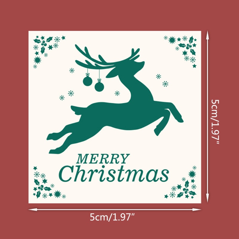 Set 40 miếng dán trang trí hộp quà giáng sinh hình vuông in chữ Merry Christmas