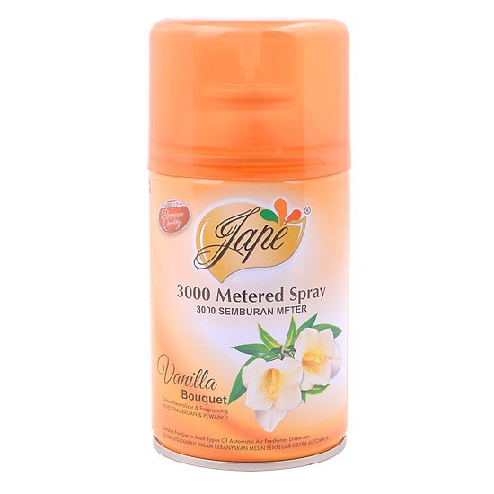 Máy Phun Sương Khử Mùi Tự Động Jape Thơm Phòng (Tặng 1 Bình Ruột Máy) - Hương Vanilla - 600ml [Gồm 1 Máy + 2 Lõi]