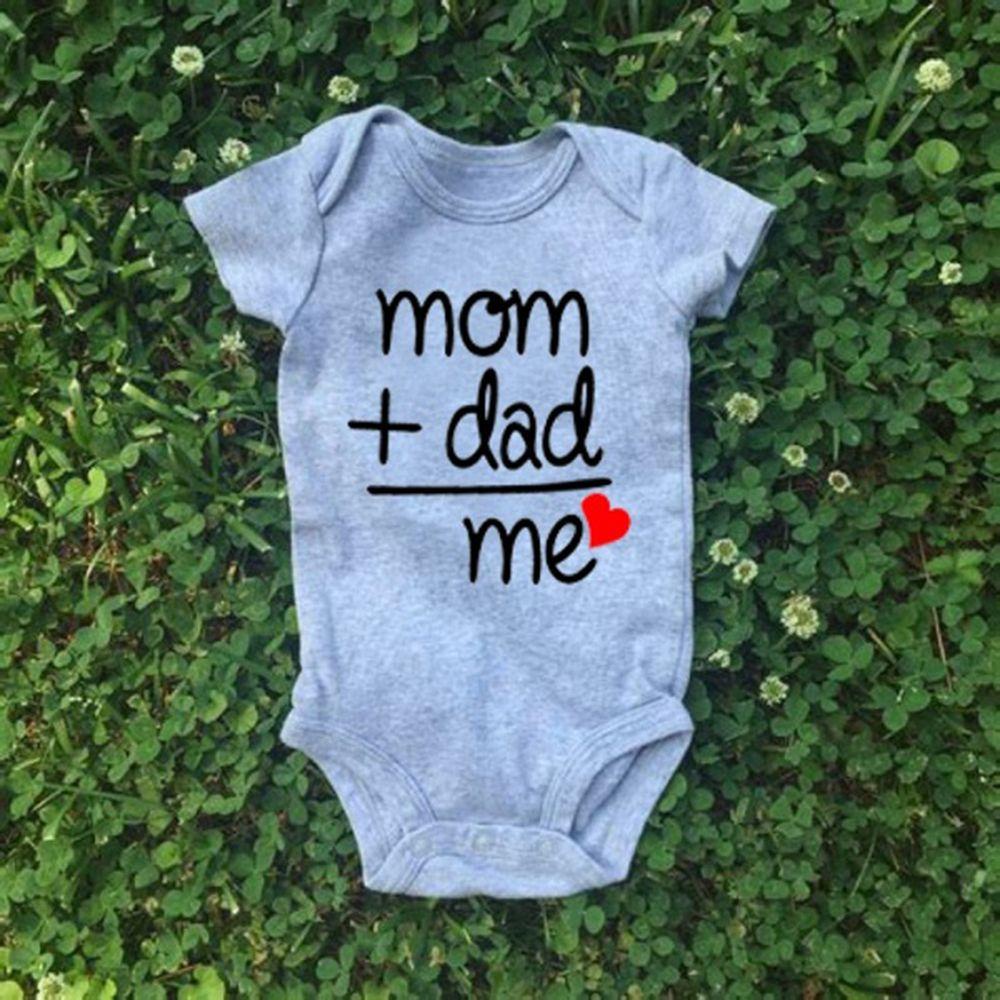 Bộ Áo Liền Quần In Chữ Mom Plus Dad Equals Me Vui Nhộn Thời Trang Mùa Hè Cho Bé