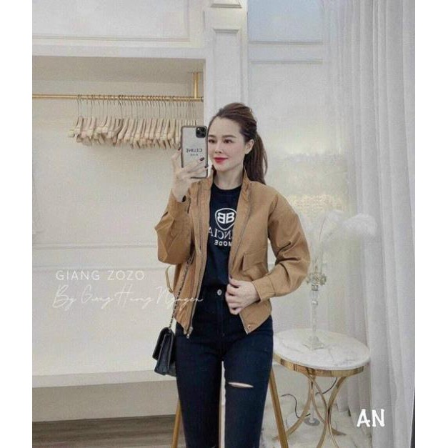 HOT KHOÁC JACKET KAKI NÚT BẤM CỔ LỌ- clip shop tự quay